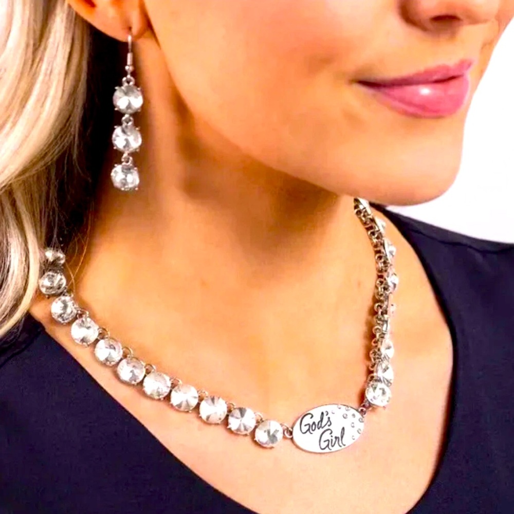 🙏🤍 “GOD’S GIRL” WHITE NECKLACE WITH FREE MATCHING EARRINGS ~ PAPARAZZI❗️ - Picture 1 of 7